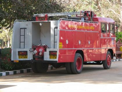 Andhra Pradesh: Fire engine overturns on Tirupati airport runway | Andhra Pradesh: Fire engine overturns on Tirupati airport runway