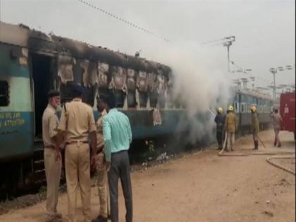 Fire break out in train compartments at Moula Ali Railway Station | Fire break out in train compartments at Moula Ali Railway Station