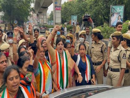 Sonia Gandhi ED case: Congress leaders stage protest at Hyderabad's party office | Sonia Gandhi ED case: Congress leaders stage protest at Hyderabad's party office Sonia Gandhi ED case: Congress leaders stage protest at Hyderabad's party office | Sonia Gandhi ED case: Congress leaders stage protest at Hyderabad's party office