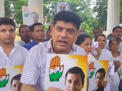 Congress leaders in Goa demonstrate in support of Rahul Gandhi | Congress leaders in Goa demonstrate in support of Rahul Gandhi