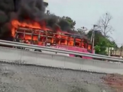 Telangana govt bus catches fire in Jangaon, no injuries reported | Telangana govt bus catches fire in Jangaon, no injuries reported
