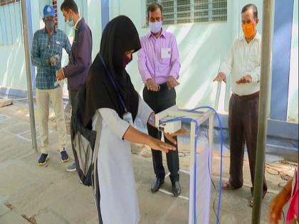 K'taka: Engineering students develop touchless hand sanitisers for SSLC exam centres in Shivamogga | K'taka: Engineering students develop touchless hand sanitisers for SSLC exam centres in Shivamogga