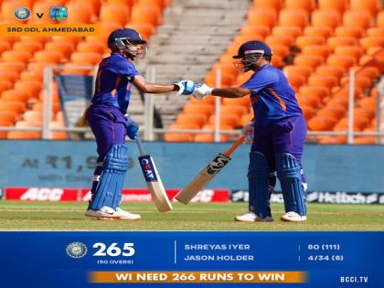 Ind vs WI, 3rd ODI: Hosts set 266-run target after top order failure | Ind vs WI, 3rd ODI: Hosts set 266-run target after top order failure