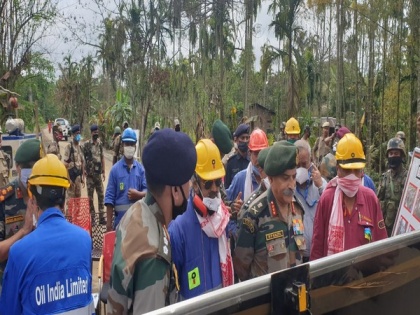Indian Army officials visit blowout area at gas well of Oil India Limited | Indian Army officials visit blowout area at gas well of Oil India Limited