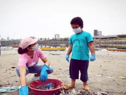 Jacqueline Fernandez goes beach cleaning as Swachh Bharat Abhiyan turns 4 | Jacqueline Fernandez goes beach cleaning as Swachh Bharat Abhiyan turns 4