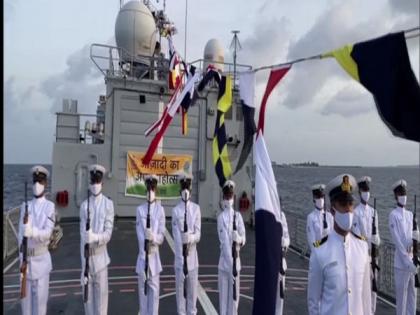 INS Sharda deployed to Male dresses overall to mark India's 75th Independence Day | INS Sharda deployed to Male dresses overall to mark India's 75th Independence Day