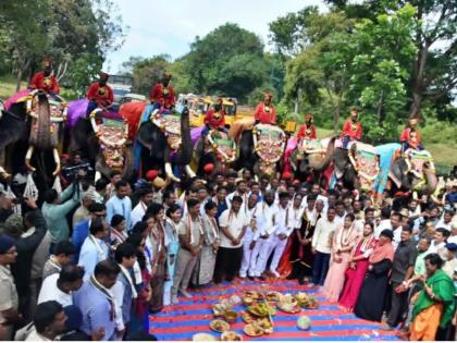 Mysuru Dasara 2023: Majestic march of elephants begins in K'taka | Mysuru Dasara 2023: Majestic march of elephants begins in K'taka Mysuru Dasara 2023: Majestic march of elephants begins in K'taka | Mysuru Dasara 2023: Majestic march of elephants begins in K'taka