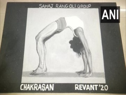 Artists make rangolis on International Yoga Day in Vadodara | Artists make rangolis on International Yoga Day in Vadodara