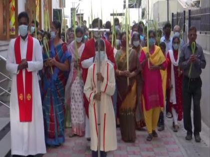 Devotees offer prayers at St.Luke's Church in Chennai on Palm Sunday | Devotees offer prayers at St.Luke's Church in Chennai on Palm Sunday