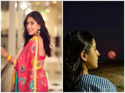 Sara Ali Khan smitten by the beauty of 'full moon' | Sara Ali Khan smitten by the beauty of 'full moon'