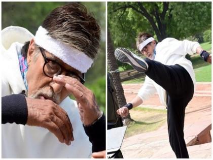 Amitabh Bachchan tries to enact Tiger Shroff's kick abilities to garner some 'likes' on social media | Amitabh Bachchan tries to enact Tiger Shroff's kick abilities to garner some 'likes' on social media