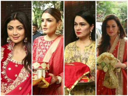 Shilpa, Raveena, Padmini, Neelam join Karwa Chauth celebration at Sonam Kapoor's residence | Shilpa, Raveena, Padmini, Neelam join Karwa Chauth celebration at Sonam Kapoor's residence