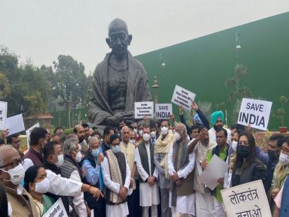 Winter session: Opposition leaders stage protest in Parliament demanding revocation of suspension of 12 MPs | Winter session: Opposition leaders stage protest in Parliament demanding revocation of suspension of 12 MPs