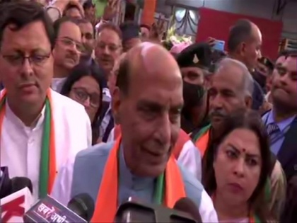 U'khand will make rapid progress under Dhami's leadership, says Rajnath Singh after his election as BJP legislative party's leader | U'khand will make rapid progress under Dhami's leadership, says Rajnath Singh after his election as BJP legislative party's leader
