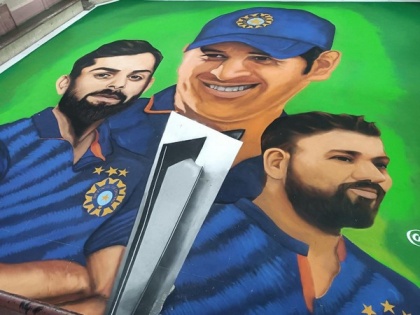 Indore artists make rangoli to cheer team India in T20 World Cup | Indore artists make rangoli to cheer team India in T20 World Cup