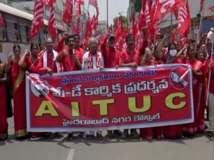 Hyderabad: Labour union takes out rally on May Day to show solidarity with working class | Hyderabad: Labour union takes out rally on May Day to show solidarity with working class