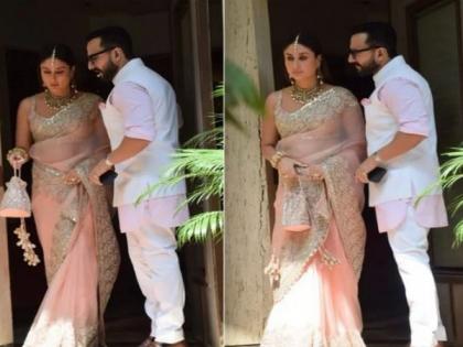 Kareena Kapoor, Saif Ali Khan twin in pink at Ranbir, Alia's wedding ceremony | Kareena Kapoor, Saif Ali Khan twin in pink at Ranbir, Alia's wedding ceremony