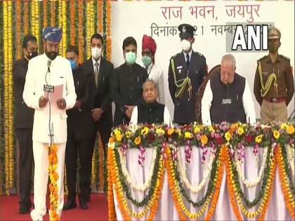 Mahendrajeet Singh Malviya, Ramlal Jat, Mahesh Joshi, Vishvendra Singh sworn in as Rajasthan cabinet ministers | Mahendrajeet Singh Malviya, Ramlal Jat, Mahesh Joshi, Vishvendra Singh sworn in as Rajasthan cabinet ministers