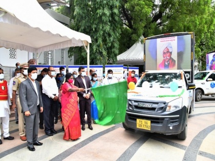 Telangana governor flags off 'mobile digital publicity vans' to create awareness on COVID-19 vaccination | Telangana governor flags off 'mobile digital publicity vans' to create awareness on COVID-19 vaccination