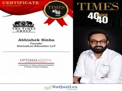 Abhishek Sinha makes it to the coveted Times 40 Under 40 List of Entrepreneurs | Abhishek Sinha makes it to the coveted Times 40 Under 40 List of Entrepreneurs