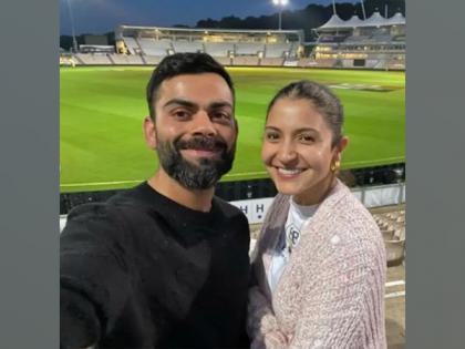 Anushka-Virat pose for a happy picture at fellow player Glenn Maxwell's wedding reception | Anushka-Virat pose for a happy picture at fellow player Glenn Maxwell's wedding reception Anushka-Virat pose for a happy picture at fellow player Glenn Maxwell's wedding reception | Anushka-Virat pose for a happy picture at fellow player Glenn Maxwell's wedding reception