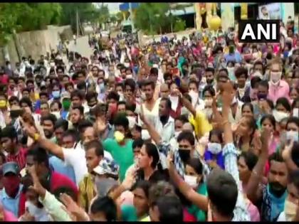 Venkatapuram residents protest near LG Polymers demanding job for every family in village | Venkatapuram residents protest near LG Polymers demanding job for every family in village Venkatapuram residents protest near LG Polymers demanding job for every family in village | Venkatapuram residents protest near LG Polymers demanding job for every family in village
