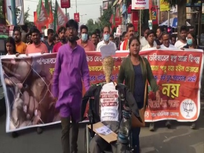 BJP takes out wheelchair rally following 'attack' on MP Arjun Singh | BJP takes out wheelchair rally following 'attack' on MP Arjun Singh