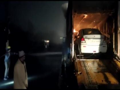 Fire in truck container in Lucknow brought under control | Fire in truck container in Lucknow brought under control Fire in truck container in Lucknow brought under control | Fire in truck container in Lucknow brought under control