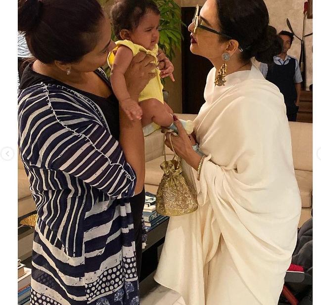 Rekha's adorable pictures with Sameera Reddy's kids go viral - www ...