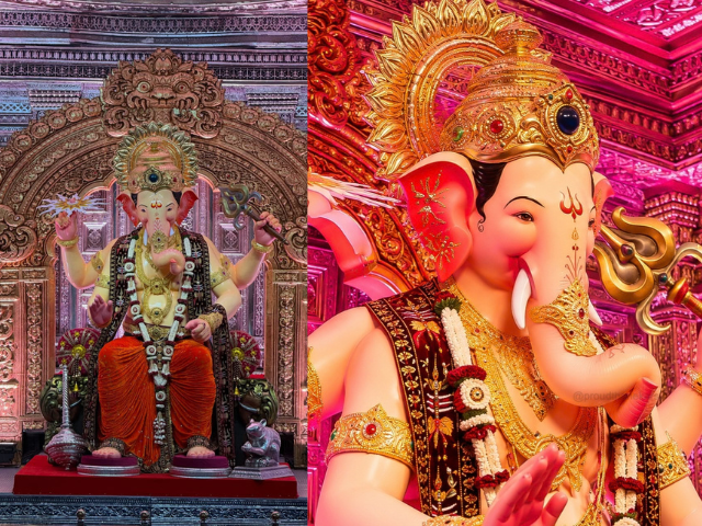 Lalbaugcha Raja 2026 First Look Unveiled: First Glimpse of the Iconic Idol Features Ornate Trishul and Opulent Temple Decor