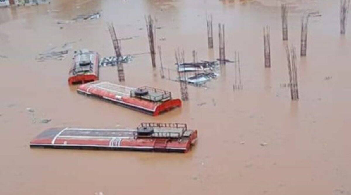 Maharashtra Flood Chiplun bus stand submerged in water, shocking