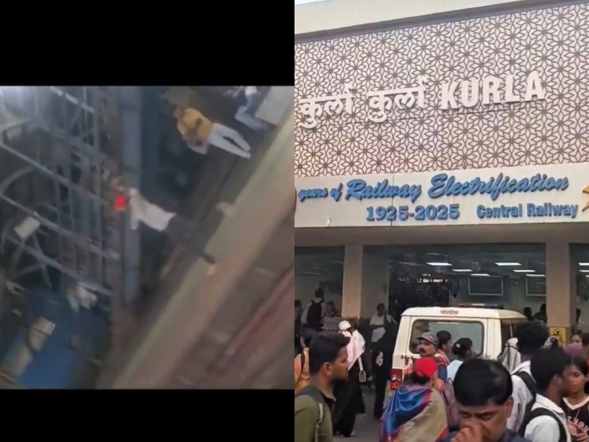 Mumbai Local Train Video: Panic Among Passengers After Man Runs With Wooden Stick at Kurla Railway Station