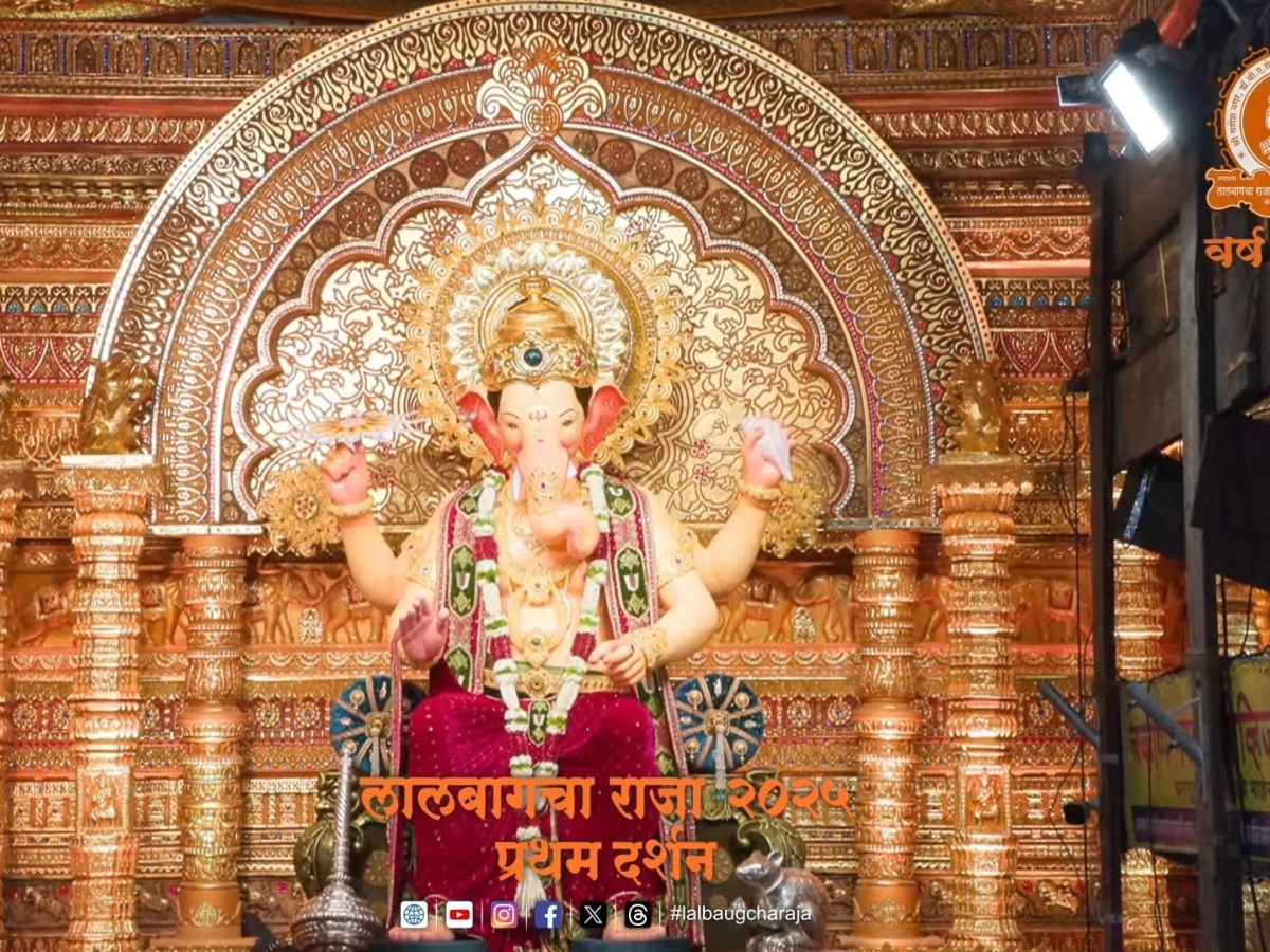 Lalbaugcha Raja 2025 Photo First Look Of Mumbai s Iconic Ganpati Idol 