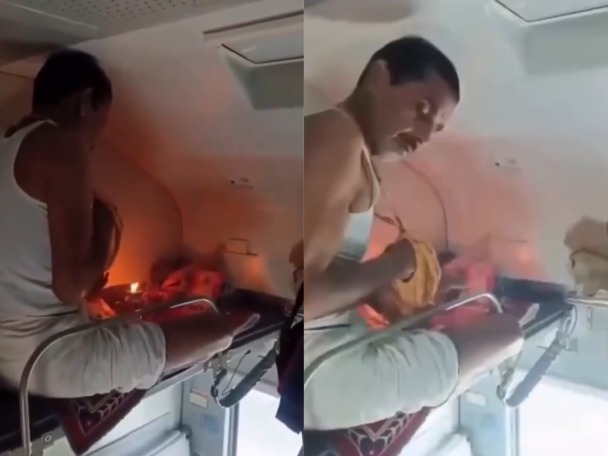 Passenger Lights Oil Lamp and Incense Sticks Inside AC Train Coach to Perform Puja; Video Goes Viral