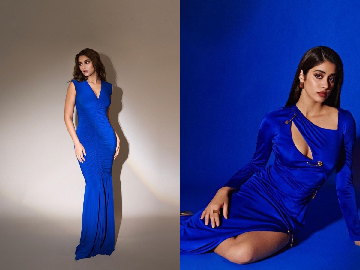 Saiee Manjrekar to Janhvi Kapoor: How Bollywood Stars Rocked the Blue Dress Trend