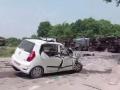 Uttar Pradesh Car Accident: Police Officer Killed in Collision with LPG Tanker (Watch Video) - Hindi News | Uttar Pradesh Car Accident: Police Officer Killed in Collision with LPG Tanker (Watch Video) | Latest national News at Lokmattimes.com