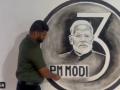 Uttar Pradesh: Zaib Khan Amrohi Creates 12-Foot Long Charcoal Portrait of PM Narendra Modi to Congratulate Him on Third Term (Watch Video) - Hindi News | Uttar Pradesh: Zaib Khan Amrohi Creates 12-Foot Long Charcoal Portrait of PM Narendra Modi to Congratulate Him on Third Term (Watch Video) | Latest national News at Lokmattimes.com