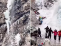 Massive Icicle Falls on Tourists Posing Under Frozen Waterfall in China, Chilling Video Goes Viral - Hindi News | Massive Icicle Falls on Tourists Posing Under Frozen Waterfall in China, Chilling Video Goes Viral | Latest social-viral News at Lokmattimes.com