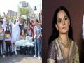 Kangana Ranaut's effigies burnt in Amritsar, after she labels farmers as ‘terrorists’ - Hindi News | Kangana Ranaut's effigies burnt in Amritsar, after she labels farmers as ‘terrorists’ | Latest national News at Lokmattimes.com