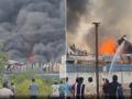Andhra Pradesh Factory Fire: Massive Blaze Erupts at Mattress Factory in Eluru; Hazardous Smoke Covers Sky - Hindi News | Andhra Pradesh Factory Fire: Massive Blaze Erupts at Mattress Factory in Eluru; Hazardous Smoke Covers Sky | Latest national News at Lokmattimes.com