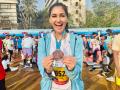 Nikita Dutta Runs 21 km at the Mumbai Marathon, Inspires Fitness Goals for 2025  - Hindi News | Nikita Dutta Runs 21 km at the Mumbai Marathon, Inspires Fitness Goals for 2025  | Latest entertainment News at Lokmattimes.com