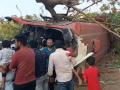 Mumbai-Agra Highway Accident: ST Bus Overturns in Nashik After Driver Suffers Heart Attack - Hindi News | Mumbai-Agra Highway Accident: ST Bus Overturns in Nashik After Driver Suffers Heart Attack | Latest nashik News at Lokmattimes.com