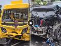 Pimpri-Chinchwad Accident: School Bus Collides with Luxury Car on BIT Road, Two Students Injured (Watch Video) - Hindi News | Pimpri-Chinchwad Accident: School Bus Collides with Luxury Car on BIT Road, Two Students Injured (Watch Video) | Latest maharashtra News at Lokmattimes.com