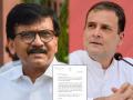 Sanjay Raut shares letter of Congress Rahul Gandhi to support Maha Vikas Aghadi - Hindi News | Sanjay Raut shares letter of Congress Rahul Gandhi to support Maha Vikas Aghadi | Latest maharashtra News at Lokmattimes.com