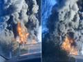 Russia Train Accident: Goods Train Derails and Bursts Into Flames After Colliding With Truck in Smolensk (Watch Video) - Hindi News | Russia Train Accident: Goods Train Derails and Bursts Into Flames After Colliding With Truck in Smolensk (Watch Video) | Latest international News at Lokmattimes.com