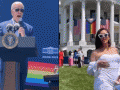 Trans activists flaunt bare breasts in front of Joe Biden at White House Pride Event - Hindi News | Trans activists flaunt bare breasts in front of Joe Biden at White House Pride Event | Latest international News at Lokmattimes.com