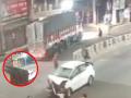 Uttar Pradesh Road Accident: Speeding Car Collides With Heavily Loaded Truck at Mahavir Chowk, Muzaffarnagar (Watch Video) - Hindi News | Uttar Pradesh Road Accident: Speeding Car Collides With Heavily Loaded Truck at Mahavir Chowk, Muzaffarnagar (Watch Video) | Latest national News at Lokmattimes.com