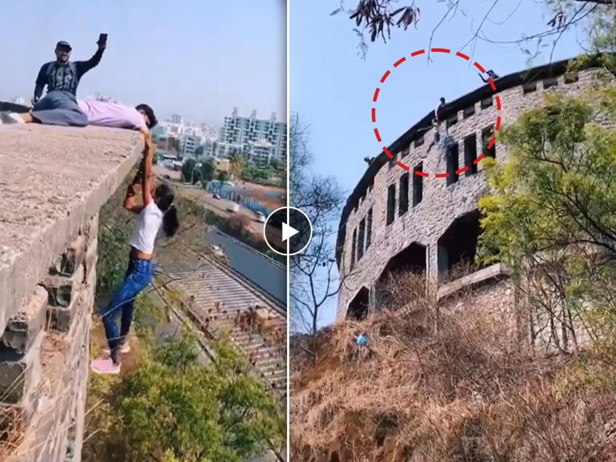 Shocking Pune Video: Dangerous Stunt Goes Viral as Boy Hangs Girl From  Abandoned Building to Shoot Reel and Test Grip Strength -  www.lokmattimes.com