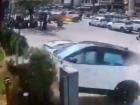 Watch: Speeding Car Crashes Into Multiple Vehicles Before Hitting Mall's Boundary Wall in Jaipur, CCTV Footage Surfaces