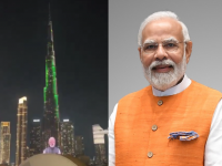 Burj Khalifa Lights Up with PM Modi’s Images on His 75th Birthday (Watch Video) - News | Burj Khalifa Lights Up with PM Modi’s Images on His 75th Birthday (Watch Video) | Latest international News at Lokmattimes.com